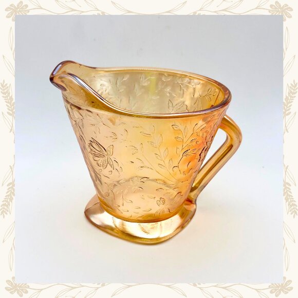 Vintage Jeanette Glass Floragold “Louisa” Creamer & Sugar Bowl Set - Picture 2 of 14